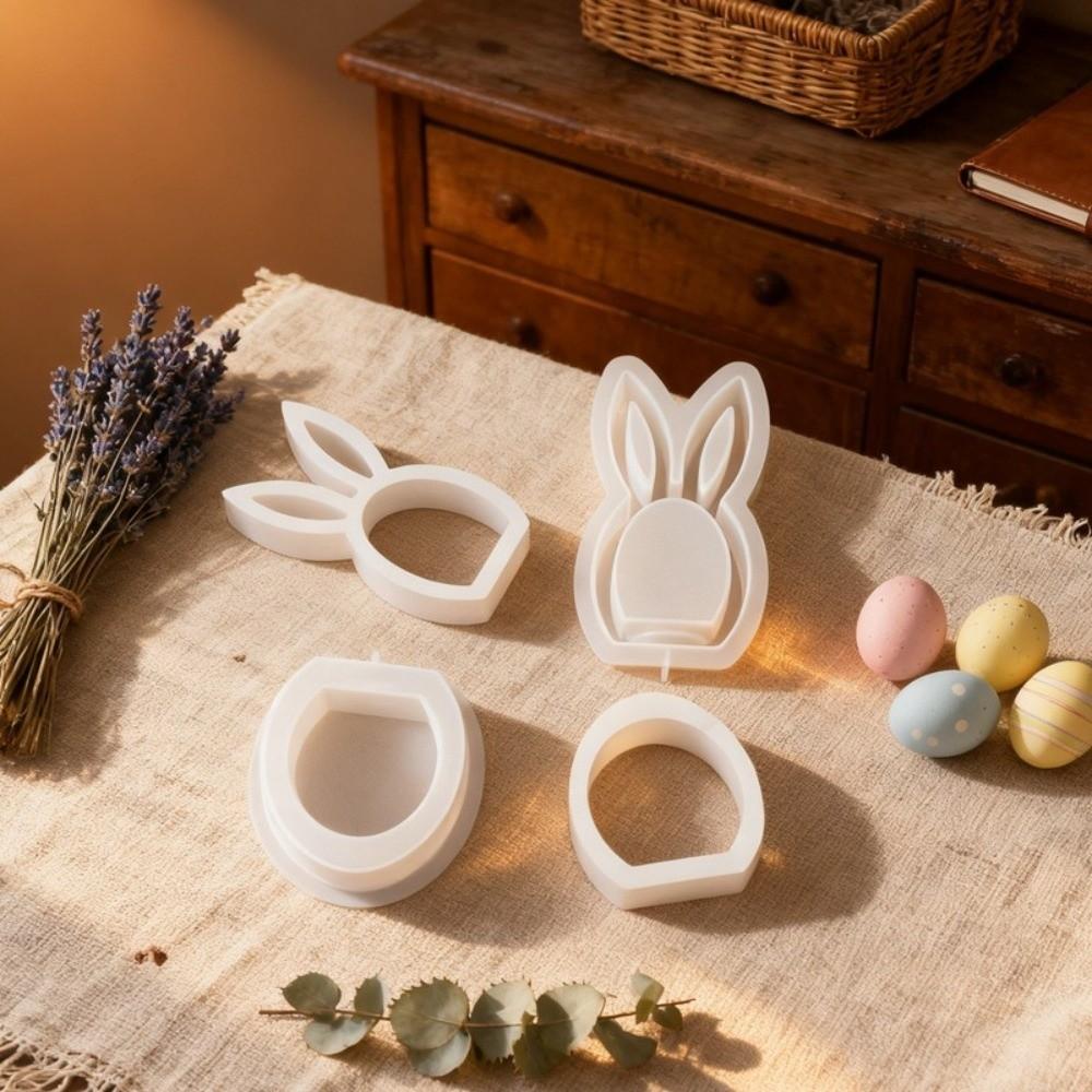 Hollow Easter Rabbit Mold Handicrafts Reusable Easter Candlestick Mold DIY Crafts Non-Stick Tea Light Cup Holder Party Decor