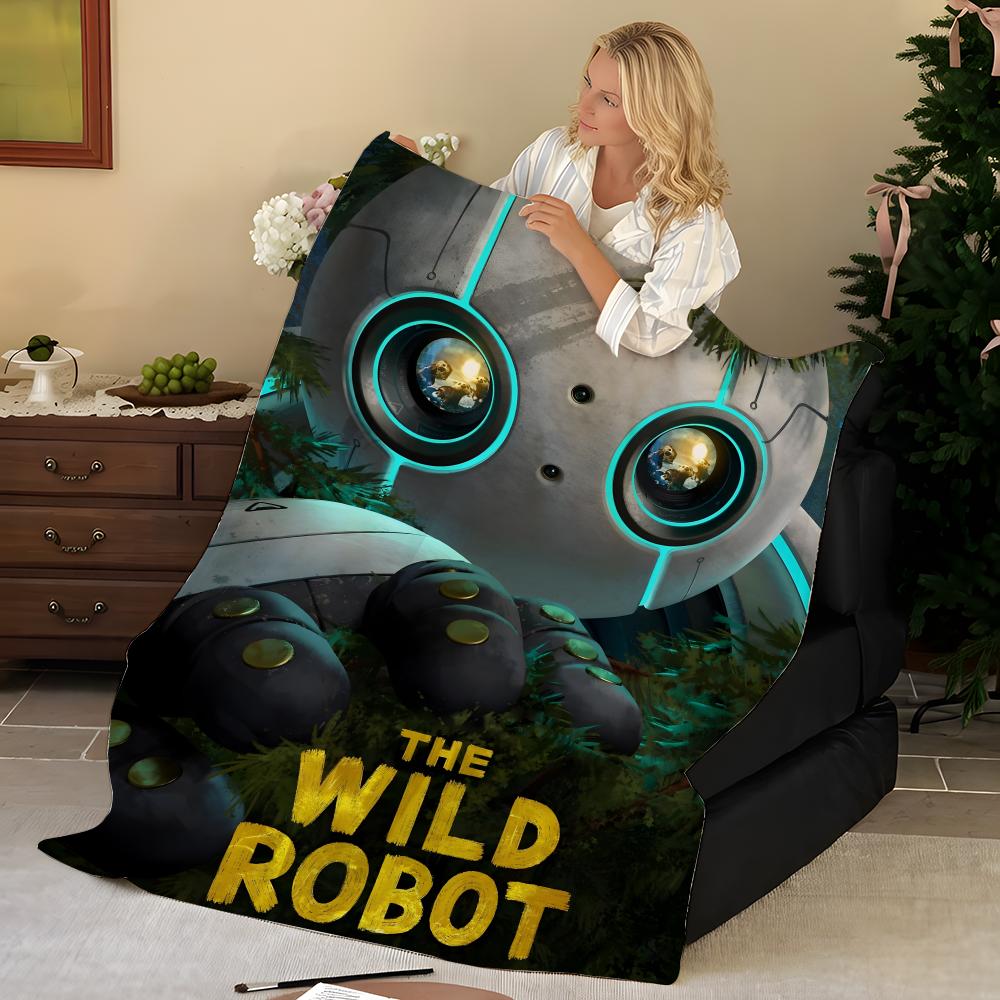 Movie T-The W-Wild R-Robot Throw Flannel Blanket, Soft Warm, Durable & Washable cute Cool