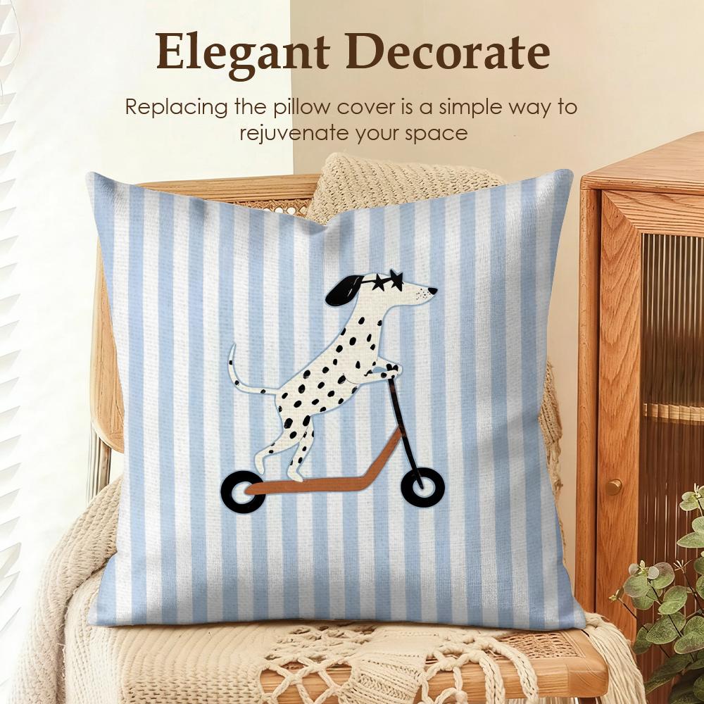 Cute Funny Animal Ins Cartoon Cushion Cover Natural Linen Organic Fabric DoubleSided Printing Sofa Home Decor Gift Pillow Case