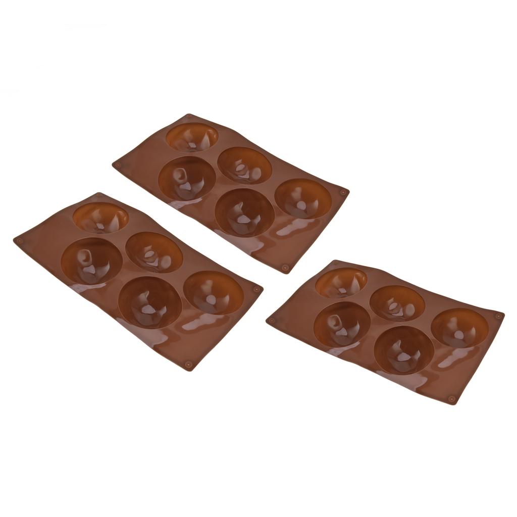 3 Stück Backform Lebensmittelqualität Runde Form 5 Löcher Silikonformen für Pralinen Kekse Gebäck