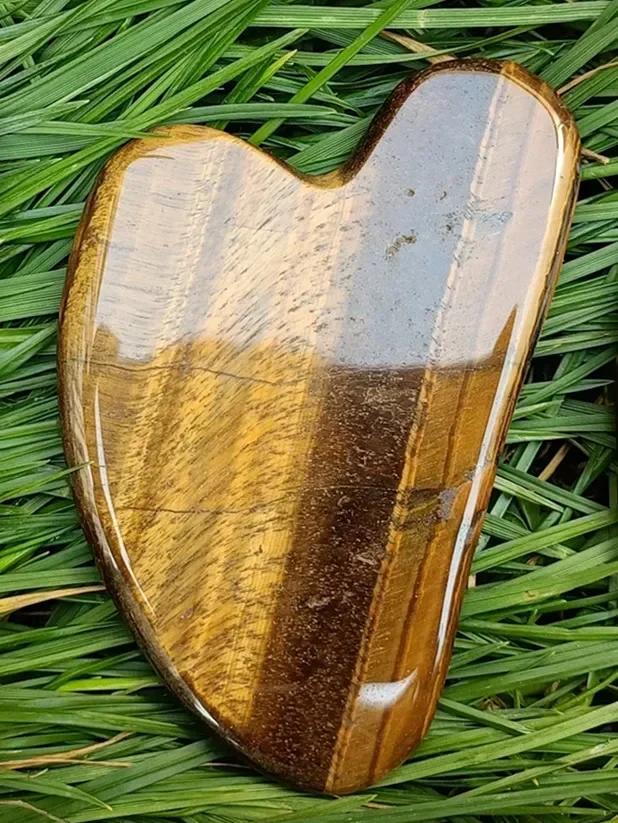 

Натуральный тигровый глаз гуаша красивый массажер для лица скребок для шеи и лица массаж против морщин расслабляющий инструмент СПА камень