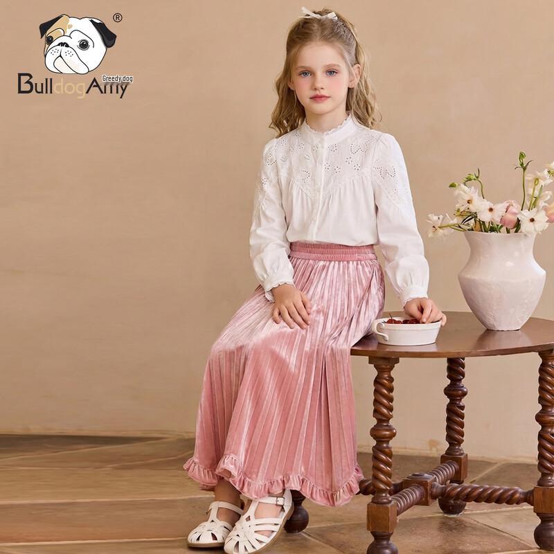 Camisa de Algodón con Mangas de Farol de Encaje Francés para Niñas CHANZUIGOU