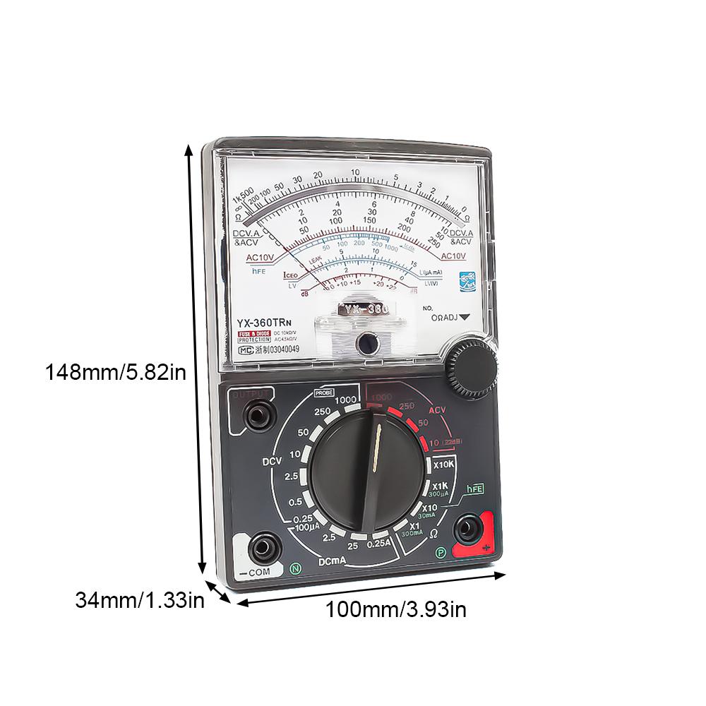 YX-360 TRN Nadeltyp Universelles Messgerät Zeigeranzeige Elektrisches Multimeter Spannung Strom Widerstand Prüfstift AC DC