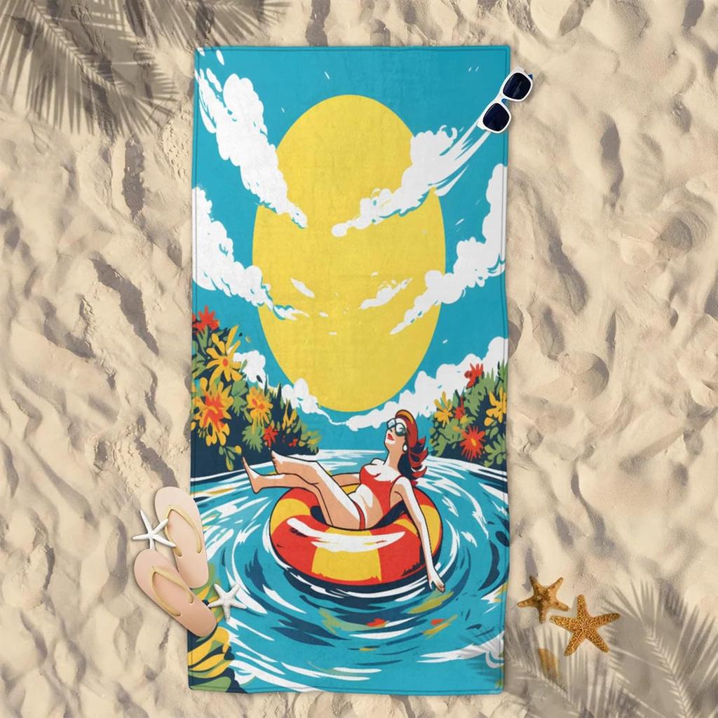 Toalha de Praia Oversized para Meninas Tomando Sol - para Mulheres Meninas, Microfibra Leve à Prova de Areia Secagem Rápida, Adequada para Piscina