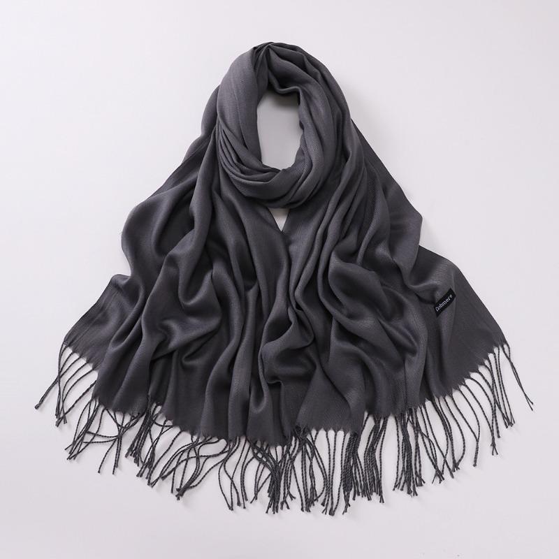 Autumn and winter various solid color imitation cashmere scarves women's monochrome thickened warm fringed shawl scarf scarf bright red scarf