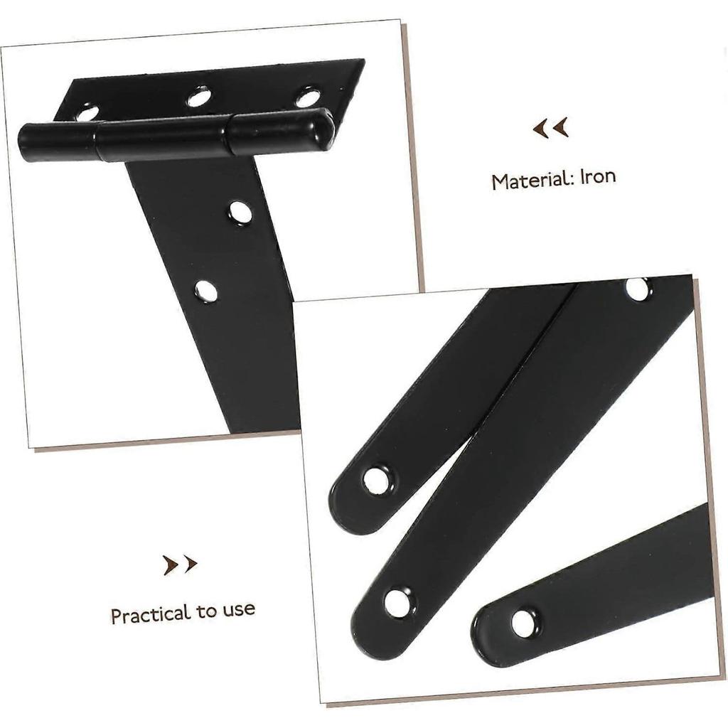 4pcs 8 Inches Door Hinges T Shape Furniture Hinges Heavy Duty Door Hinge Black