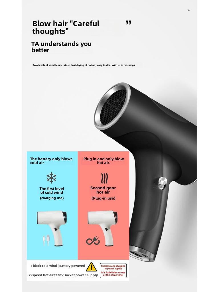 High-Speed Wireless Charging Ionic Hair Dryer - Powerful, Leafless Design for Quick Drying and Hair Care