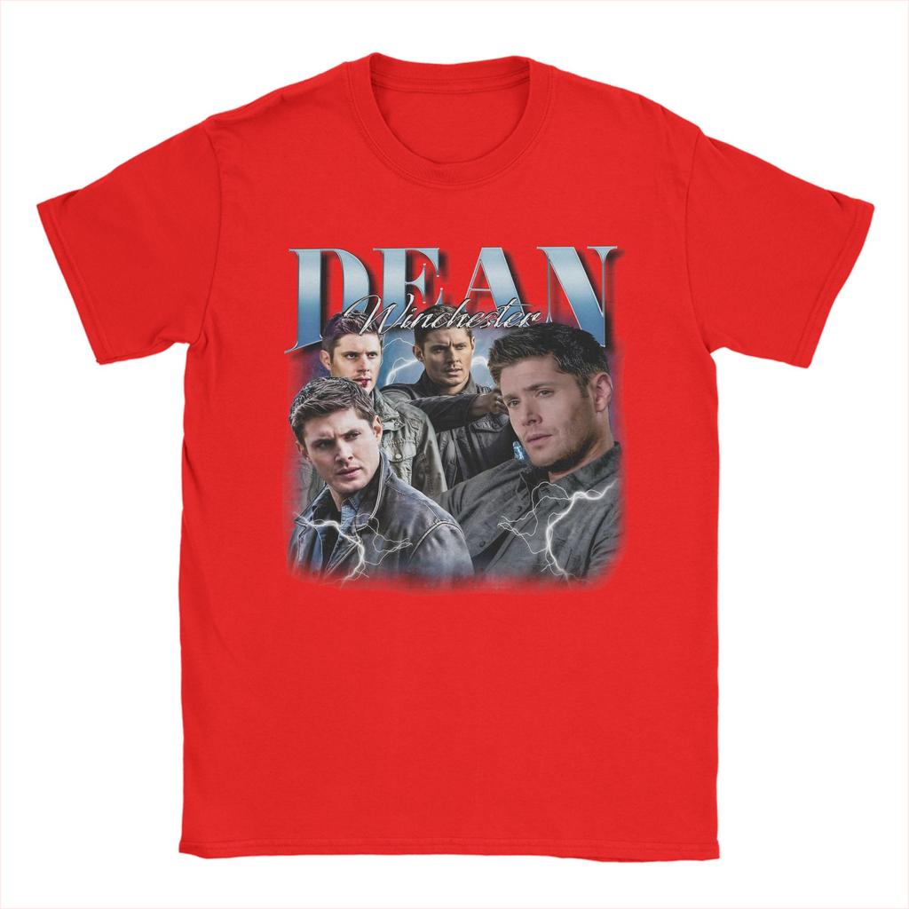 Novelty Vintage Dean Winchester Supernatural TShirts for Men Pure Cotton T Shirts  Short Sleeve Tee Shirt Gift Idea Clothing