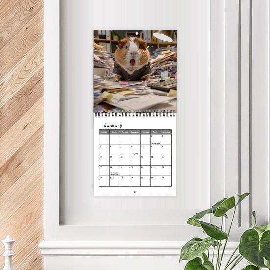 Gift for Guinea Pig Lovers 2027 Adventures Wall Calendar, Cute 12 Monthly Planner with Large Grid Calendar Writing Imaginative Scenes, Spiral