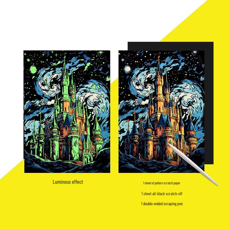 Yuelu Scratch Night Glow A3: Adult DIY Creative & Educational Scratch Art Paper.