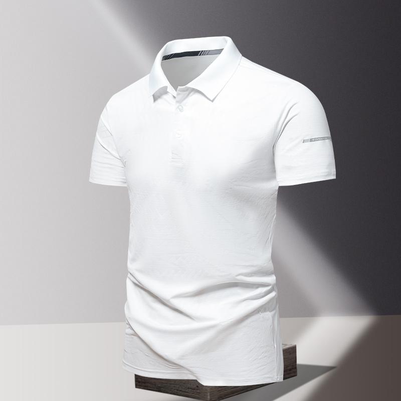 Summer Men's POLO Shirt Fashionable Ice Silk Quick Drying Short Sleeved T-shirt Solid Color Loose Casual Sports Lapel Top