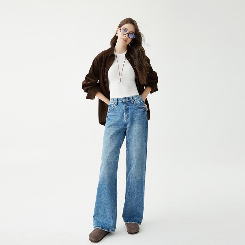 Shi Lin 2026 Women s High-Waisted Cropped Wide-Leg Jeans 28