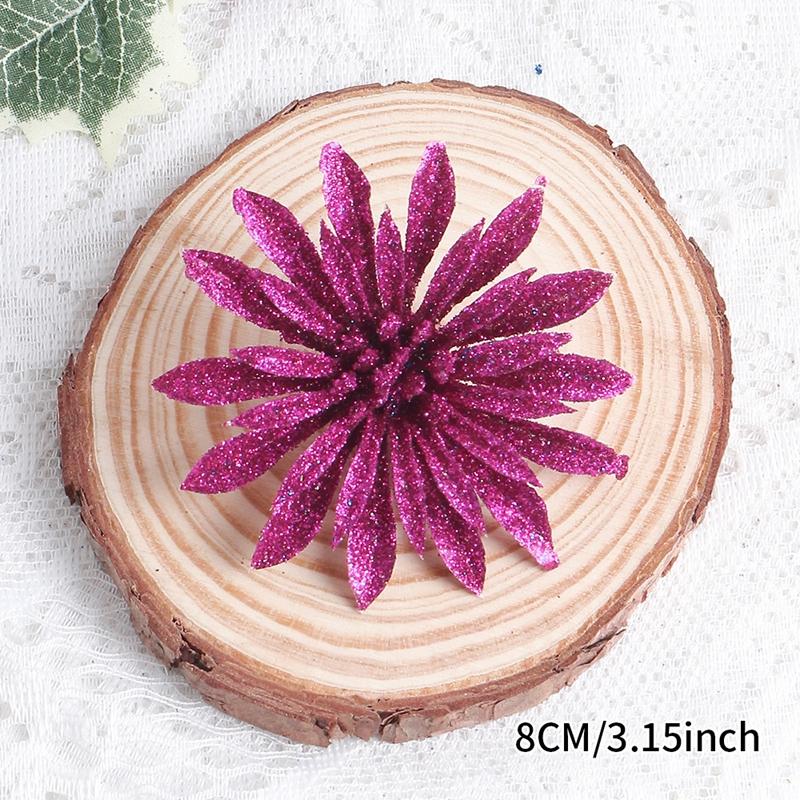 8CM 6Pcs Christmas Decoration Artificial Flower Christmas Tree Pendants for Home Decor 2025 New Year Navidad DIY Accessories