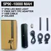 Luci LED per Bicicletta MTB 10000MAH Luce Ricaricabile per Bici Torcia Accessori per Ciclismo all'Aperto per Scooter Elettrico