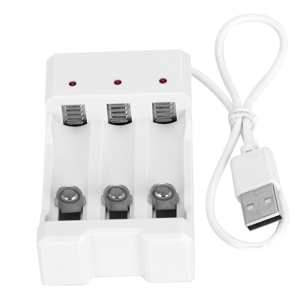 A03 White ABS Eco Friendly High Temperature Resistance 3 Slot USB Charger Charging for Aa AAA Battery