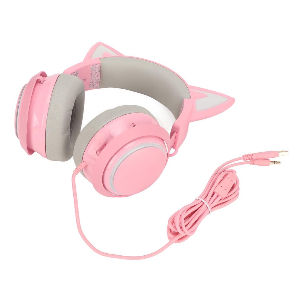 Słuchawki Gamingowe Słuchawki z Kocimi Uszami 3 Efekty Dźwiękowe Ergonomiczne z Mikrofonem dla Dzieci Dorosłych