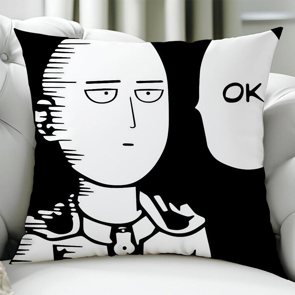 Anime O-One-Punch Man-Es Cushion Cover Birthday Anniversary Gifts Double Sided Printed Zipper Cushion Cover Soft Skin Bedding