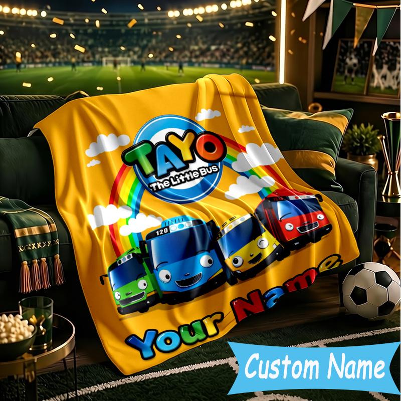 Custom Personalized Blanket Mateo Little Bus Soft Throw Blanket, Suitable for Family and Friends, Sofa Blanket,Home Decor Christmas gift