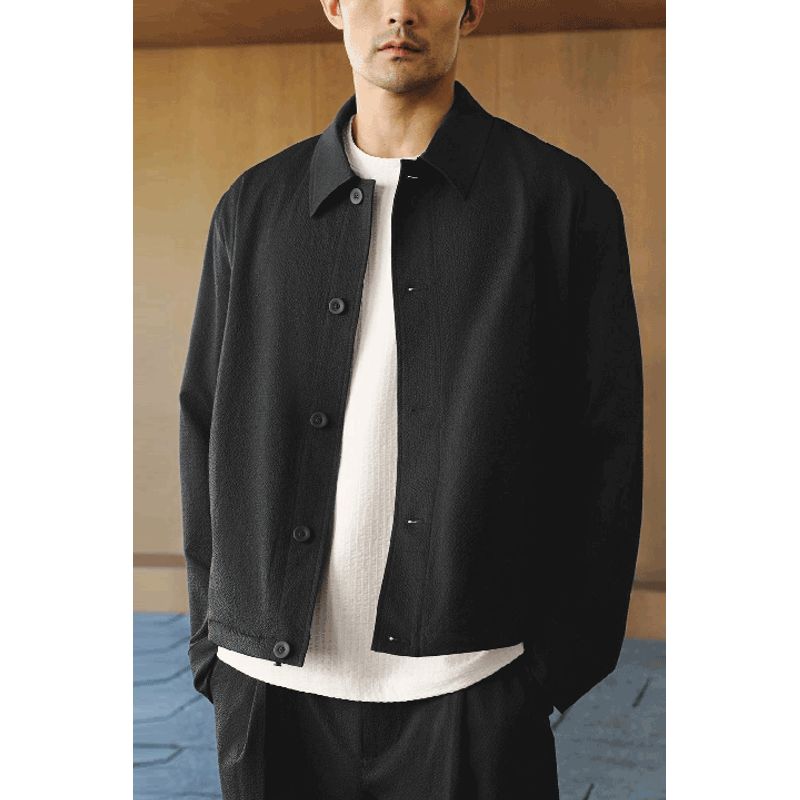 Cabinet 429! 2025 Autumn New Collection Men s Simple Textured Bubble Thickened Long Sleeve Shirt Jacket 7380562 Black S