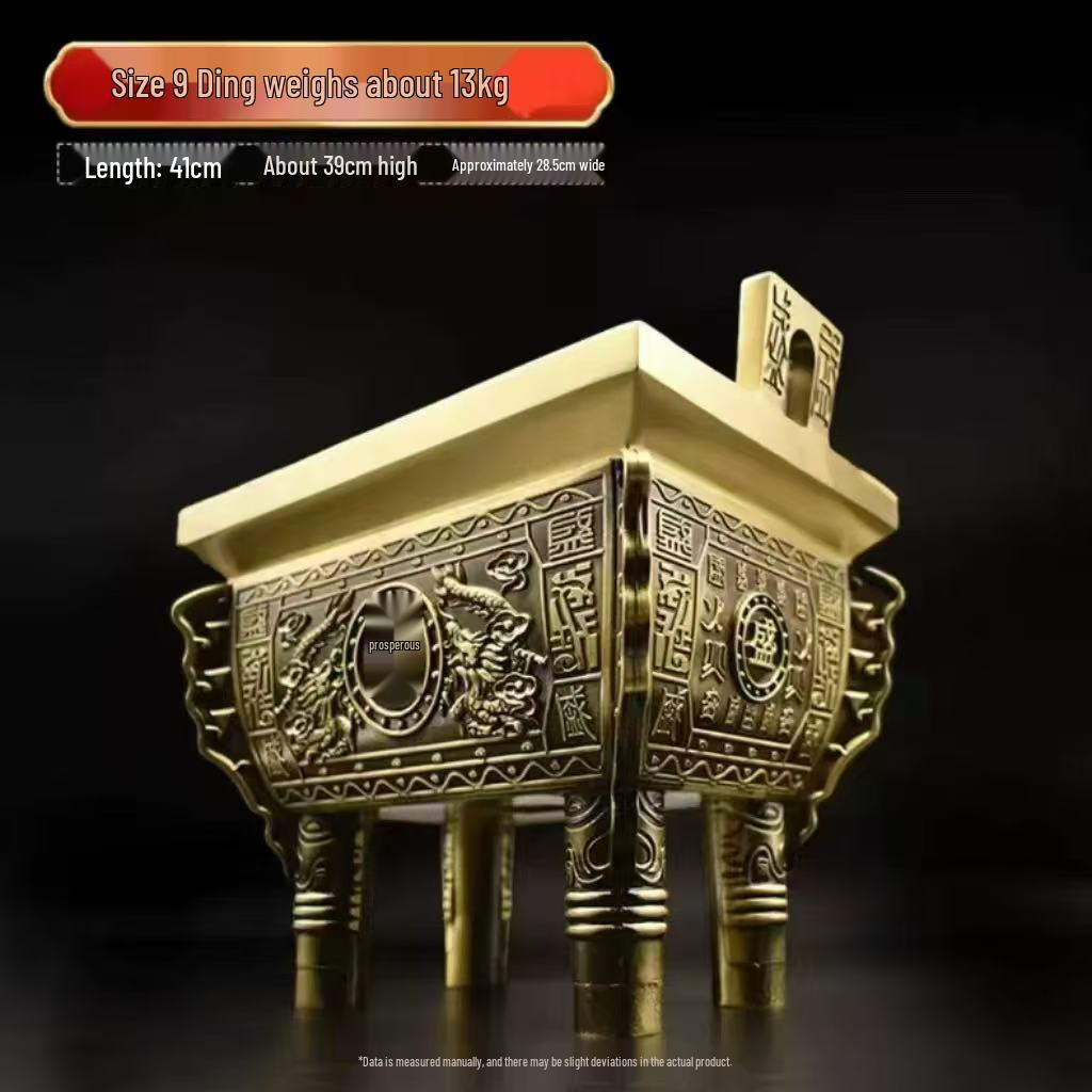 Brass and Copper Double Dragon Ding: Decorative Office & Home Ornament