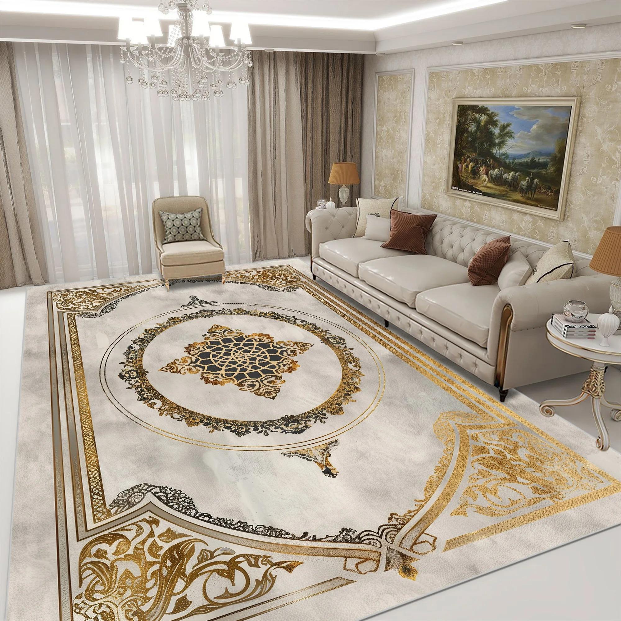 

Скандинавский Светлый Роскошный Золотой Ковер Гостиная Большая Площадь Дом Диван Стол Балкон Входной Ковер Спальня Декорация Противоскользящие Коврики 80x120cm-Felt