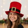 Red Christmas Top Hat Gold Button Cowboy Hat Simple Santa Claus Hat  Carnival