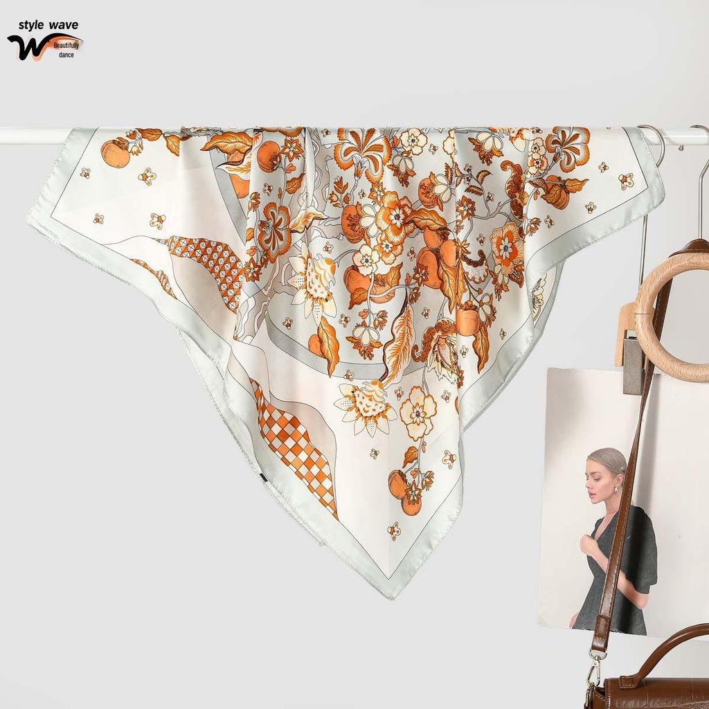 Pañuelo de seda cuadrado estilo coreano para mujer de 70 cm: Protector de Cuello de Moda, Versátil y de Gama Alta para Primavera y Otoño