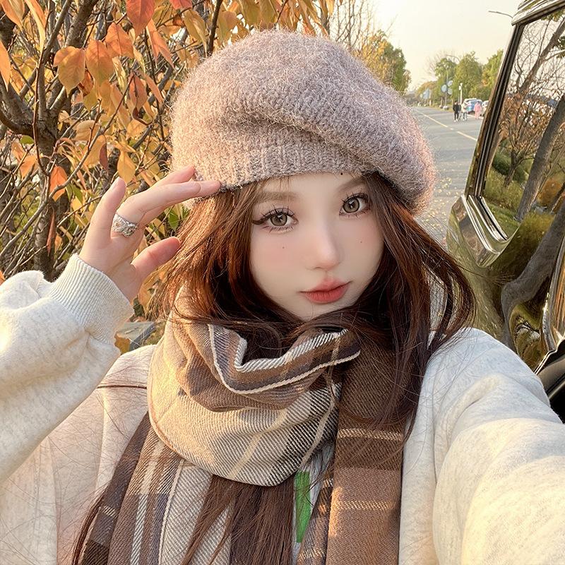 Beret autumn and winter face little girl painter hat versatile classic British retro newsboy hat