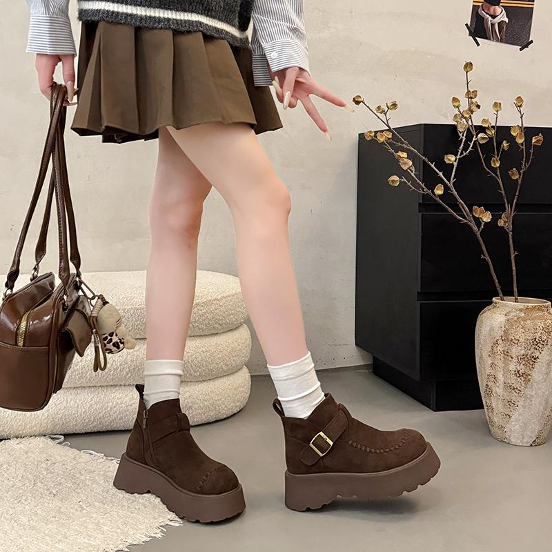 Fashion Women Ankle Boots Flats Platform Shoes Suede Winter New 2025 Trend Casual Sneakers Fashion Snow Boots Walking Woman Botas Mujer