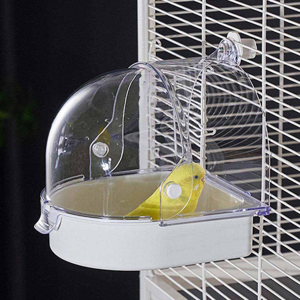 Parakeet Bath Shower Bathtub Bowl Splashproof Transparent Parrot Bath For Cage For Indoor Window Cockatiel Conure Canary