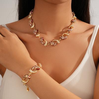 Zircon Drop Oil Water Drop Flower Pattern Adjustable Sweater Chain Retro Necklace