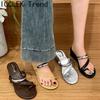 Summer Clip Toe Wedges Heel Women Slippers Fashion  Metal Buckle Female Outdoor Party Dress Slides Shoes