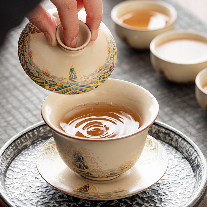 YS Ruyao Hovering Sancai Gaiwan Tea Set