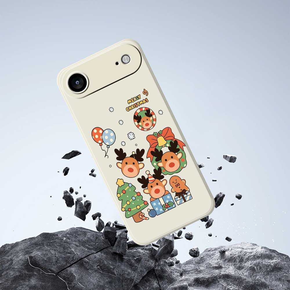 For iPhone 17 Air Case Christmas Gift Deer Pattern Printing Straight Edge TPU Phone Back Cover