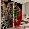 Flat Printing Happy Valentine Day Party Curtains Red Rose Cheetah Digital Printed Polyester Drapes Festive Set Of 2 Made