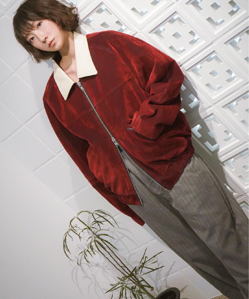 Leunnet Velvet Mute Denim Jacket / Wine