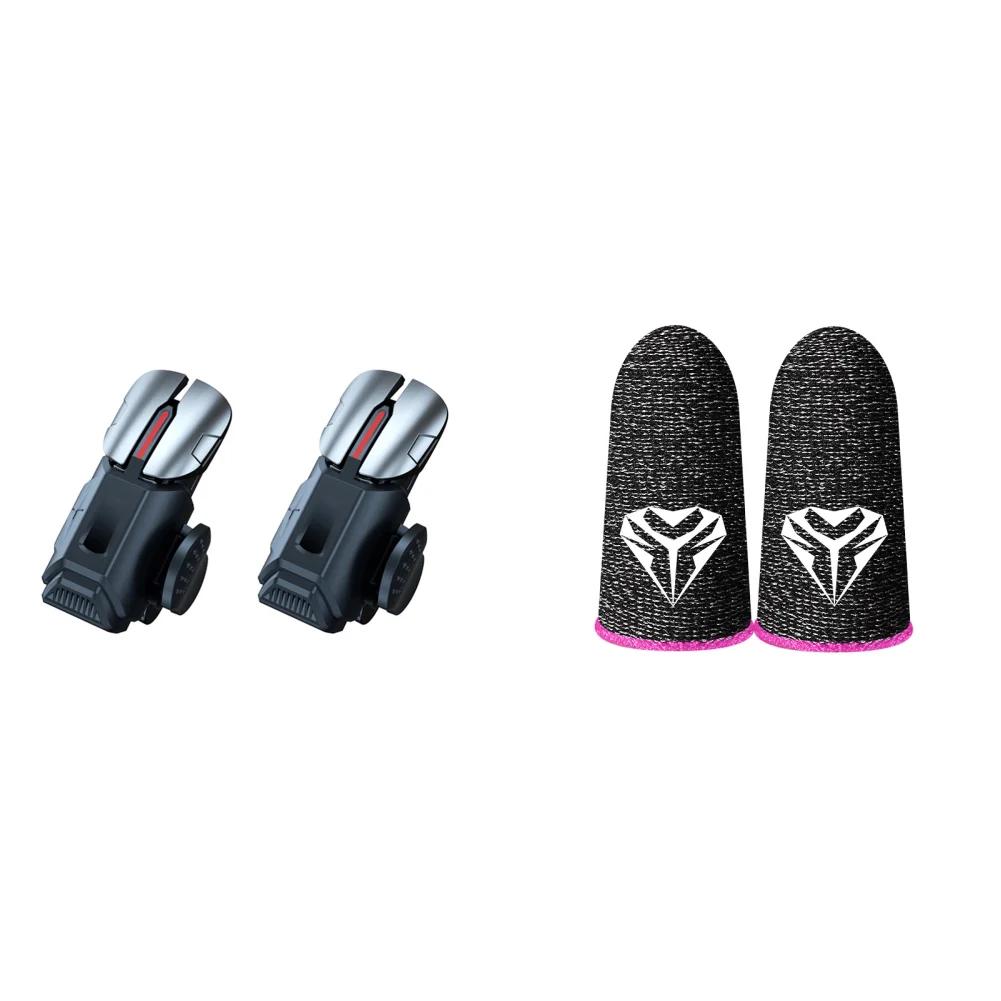 2Pcs 6 Finger Gaming Trigger for PUBG Game Aim Shooting Gaming Trigger Mobile Gamepad Trigger Joystick for Iphone Android Phone