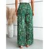 Summer New Fashion Printed Elastic Waist Wide Leg Pants Women Vintage Vacation Beach Pants Casual Woman Simple Thin Office Ladies Long Trousers 25783