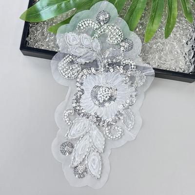 Three-Dimensional Beaded Sequined Lace Flower Cloth Sticker Wedding Dress Dress Decorative Applique Diy Accessories