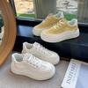 Thick-soled Little White Shoes Women's 2025 Summer New Sports and Leisure Shoes Round Head Mesh Lightweight Soft-soled Student Board Shoes