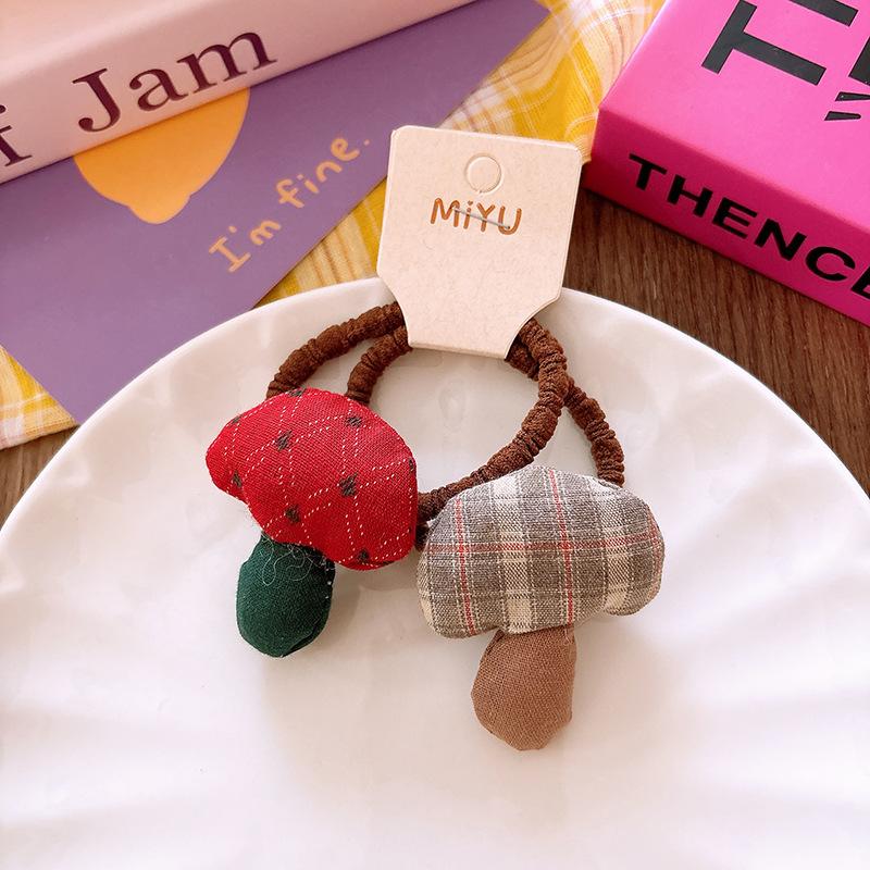 Urocze materiałowe grzybki spinki do włosów gumka pierścionek dla dzieci dziewczynek klips do włosów opaska spinka akcesoria wsuwka nakrycie głowy