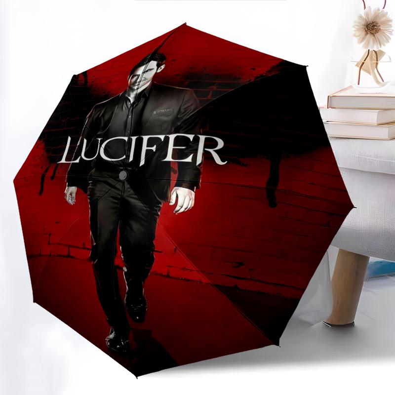 Supernatural Shadows Light Folding Umbrella Suitable for All Seasons 8 Paraphenoid Bones Printing Light Three Folds