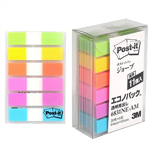 

[.co.jp limited] Самоклеящиеся листочки для заметок Post-it, 6 цветов, 44x10 мм, 20 листов x 11 блоков 6831NE-AM