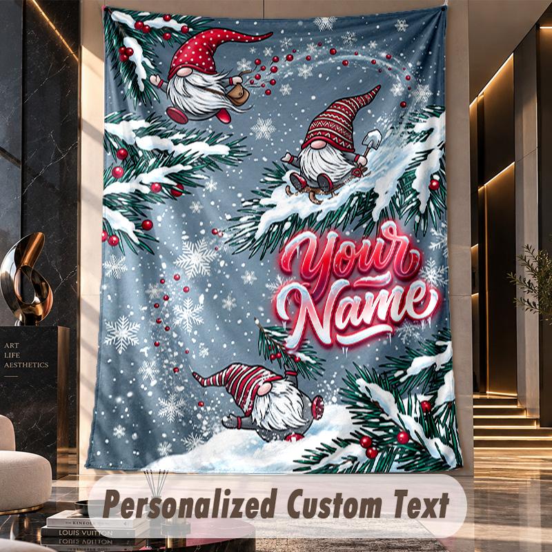 Gnome (63) Theme Custom Tapestry Personalized Custom Name Text Wall Hanging Tapestry Home Decor Background Cloth