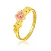Simple Elegant Yet Peach Blossom Copper Gold Plated Ring For Women Fashion Adjustable
