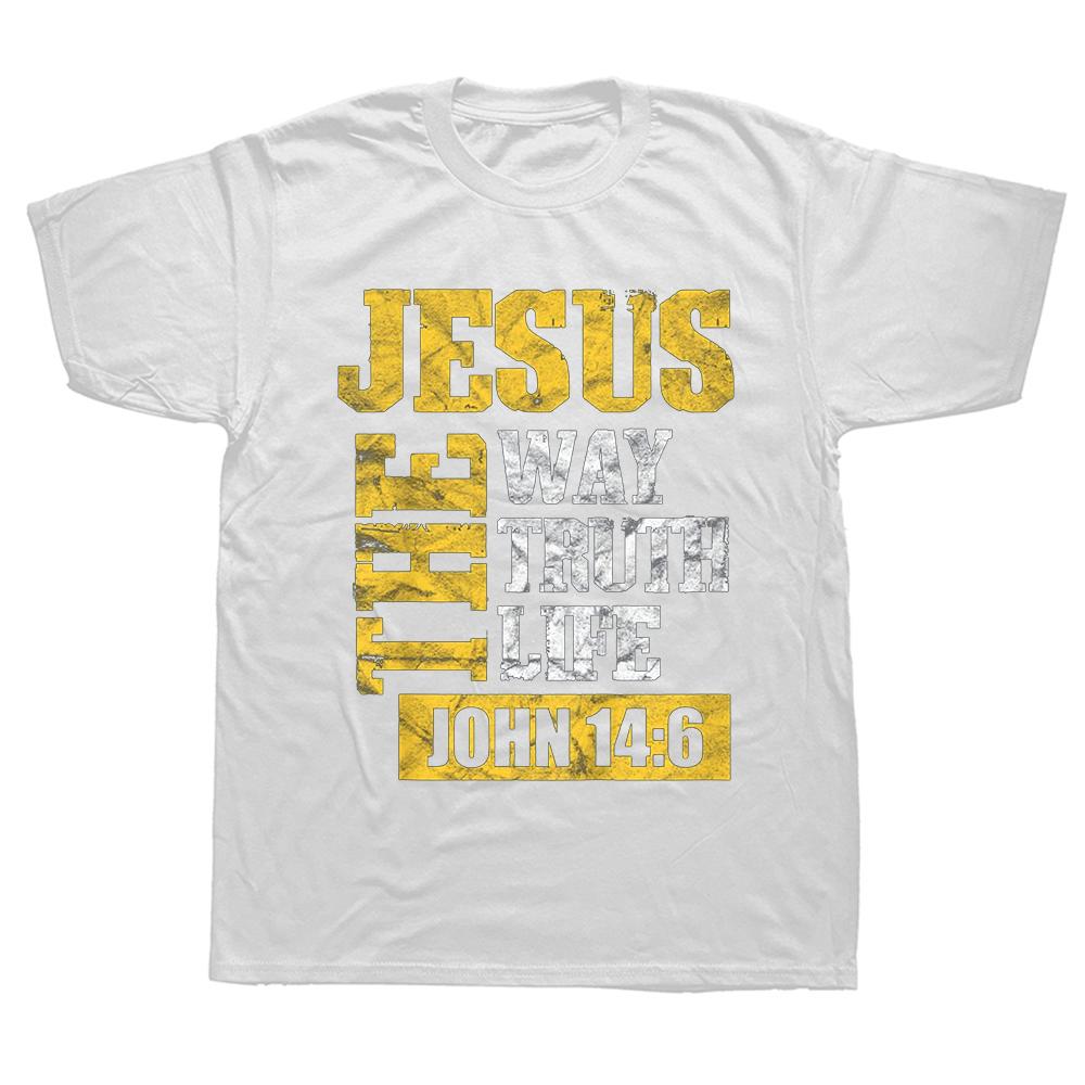 Unisex Jesus The Way Truth Life John 14:6 Christian T Shirts Graphic Cotton Streetwear Short Sleeve Birthday Gifts Summer Style T-shirt