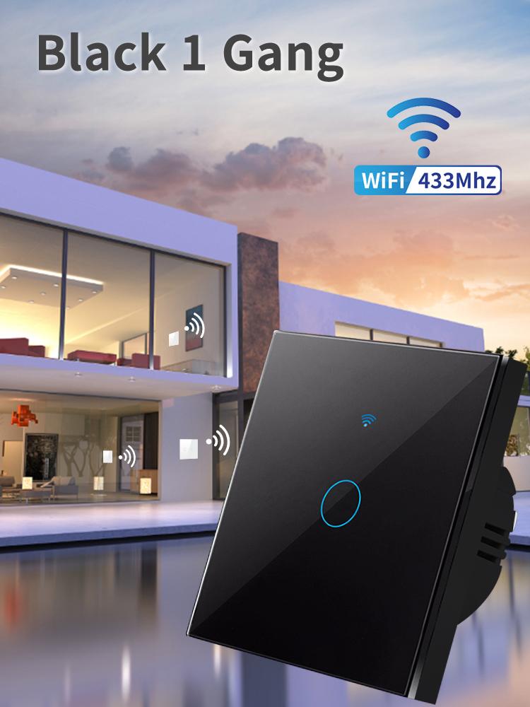 Tuya Smart WiFi Switch Work With Alexa Google Home No Neutral Wire Wireless 433Mhz Remote Touch Sensor Panel Switch 1/2/3Gang EU