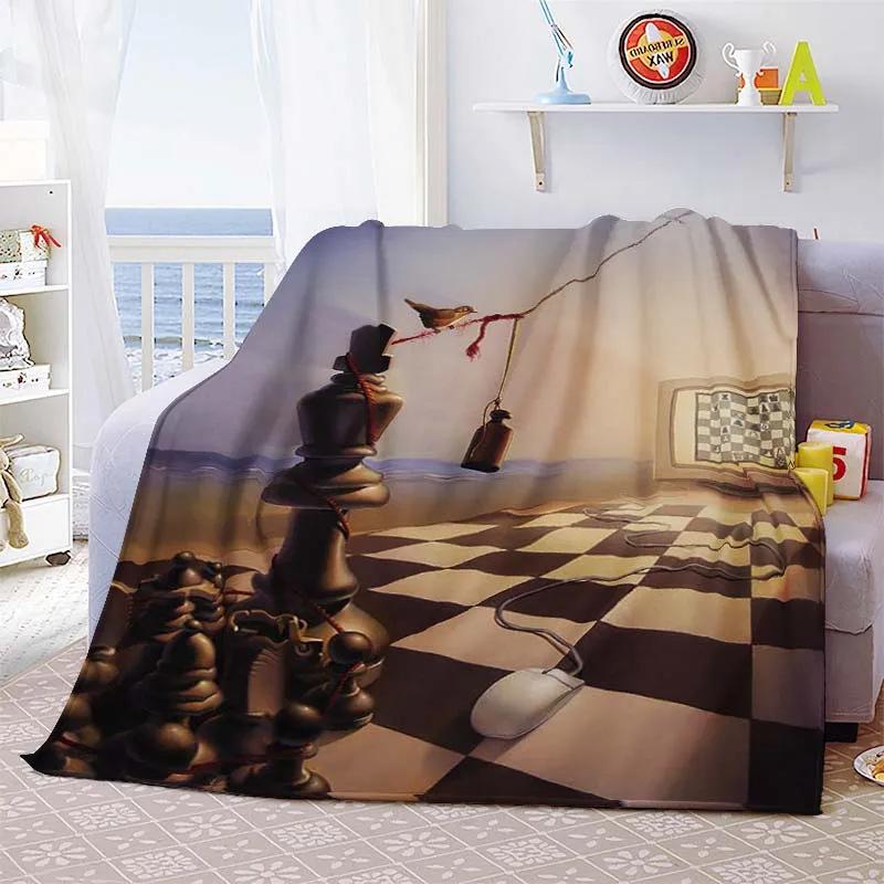 Chess Printed Flannel Blanket Chess Lovers Gift Blanket Blanket