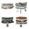 Lightweight Wooden Bead And Turquoise Handmade Bracelet For Casual Wear Bohemian Accessory for Women Girls