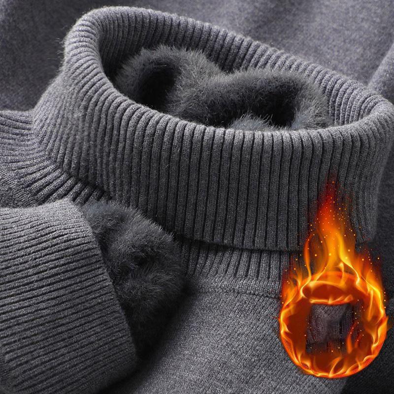 

Мужской свитер из износостойкого трикотажа высокого качества с воротником-гольф, прилегающего силуэта, с длинным рукавом, пуловер однотонный, трендовая мужская одежда 2XL